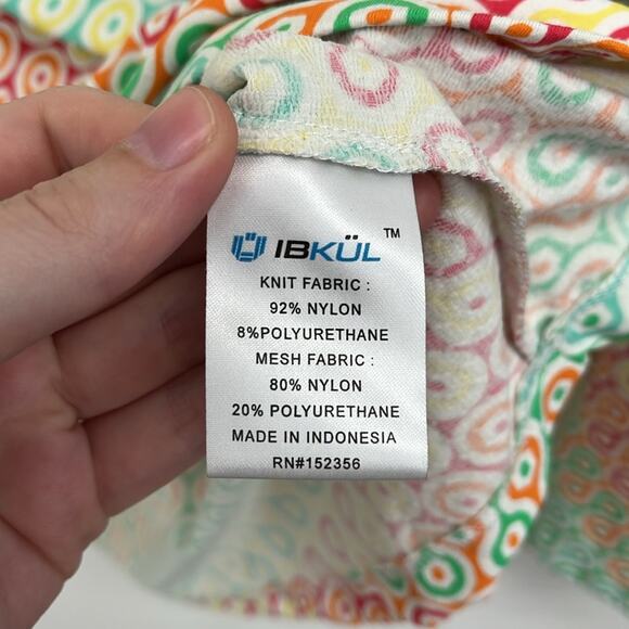 Ibkul Ribbon Candy Ventilated Mesh Quarter Zip Mock Neck Golf Tennis Shirt - L - Picture 11 of 13